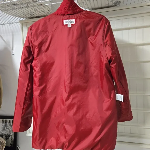 Quilted,red, size large, marvin richards, car coat, fingertip length. - Picture 4 of 7